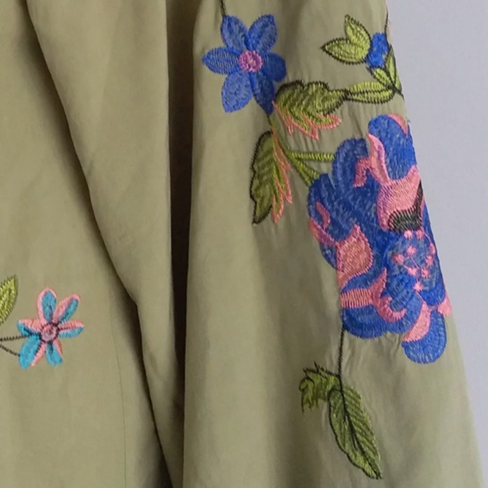 SOLD OUT Olive Floral Embroidered Coverup Kimono Robe Wrap - Picture 7 of 7